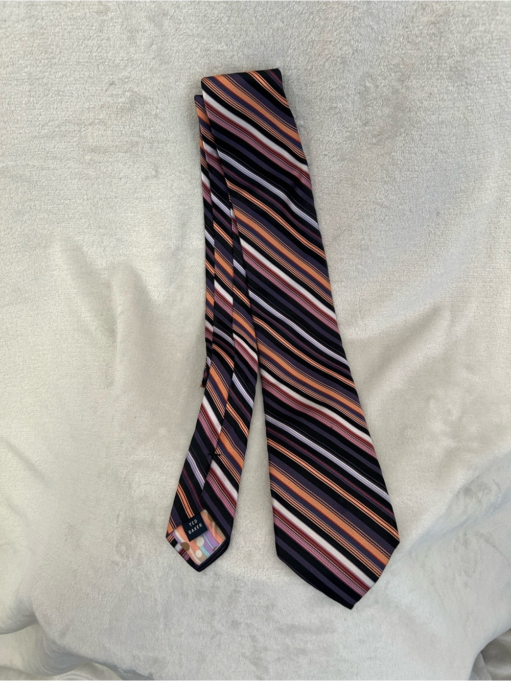 Ted Baker London Diagonal Stripe Silk Tie in Black, Pink & Orange